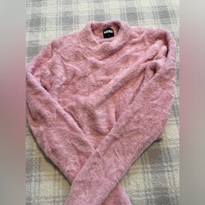 Katie J NYC pink fuzzy sweater. Size L